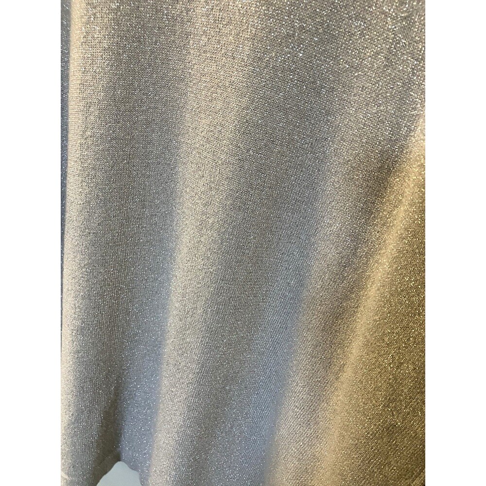 The Icing Relaxed Fit Stretch Silver Metallic Turtleneck Top Size Medium - Picture 6 of 7